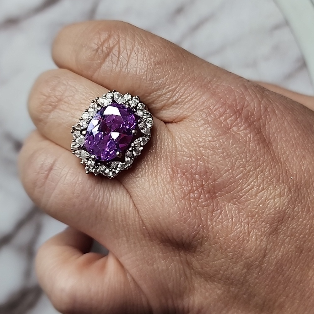 Sterling Silver Amethyst Statement Ring - image 3